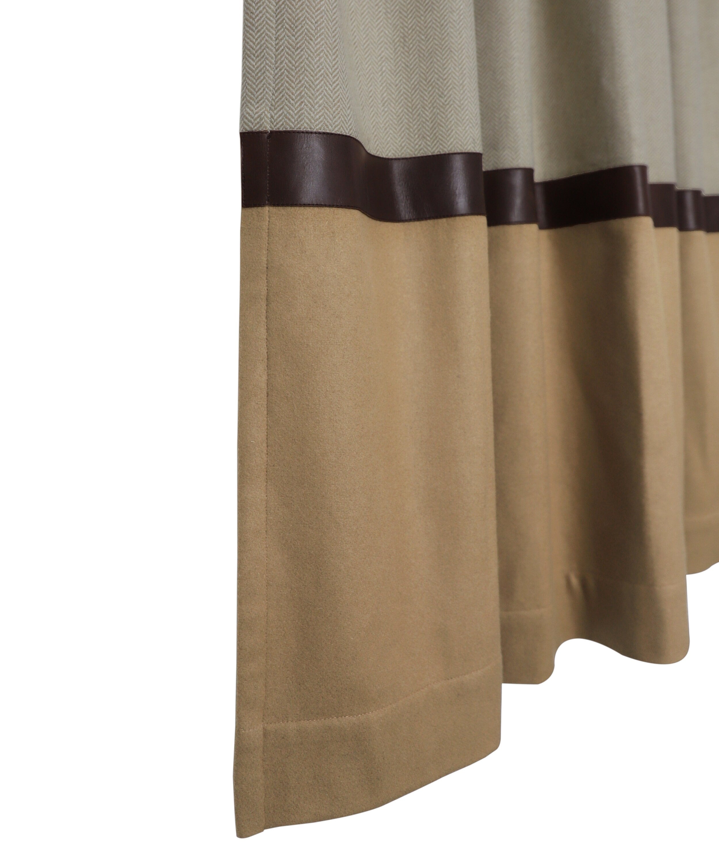 Color Block Wool & Leather Curtains