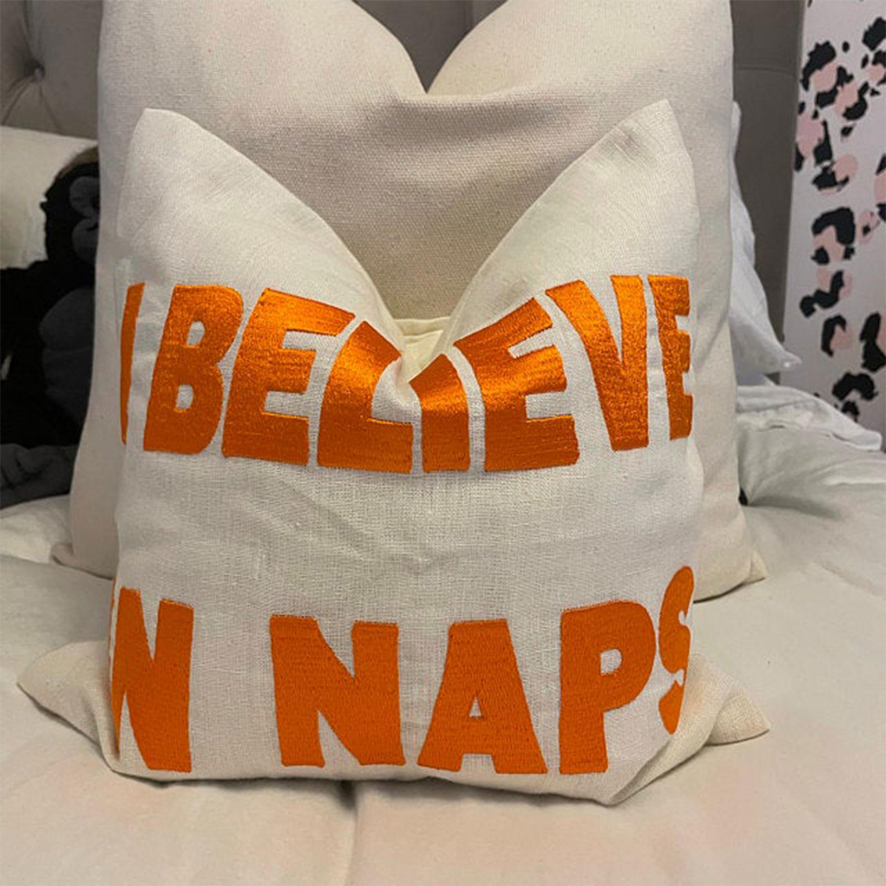 'I Believe in Naps' Embroidered Pillow – Perfect Dorm & Teen Room Decor