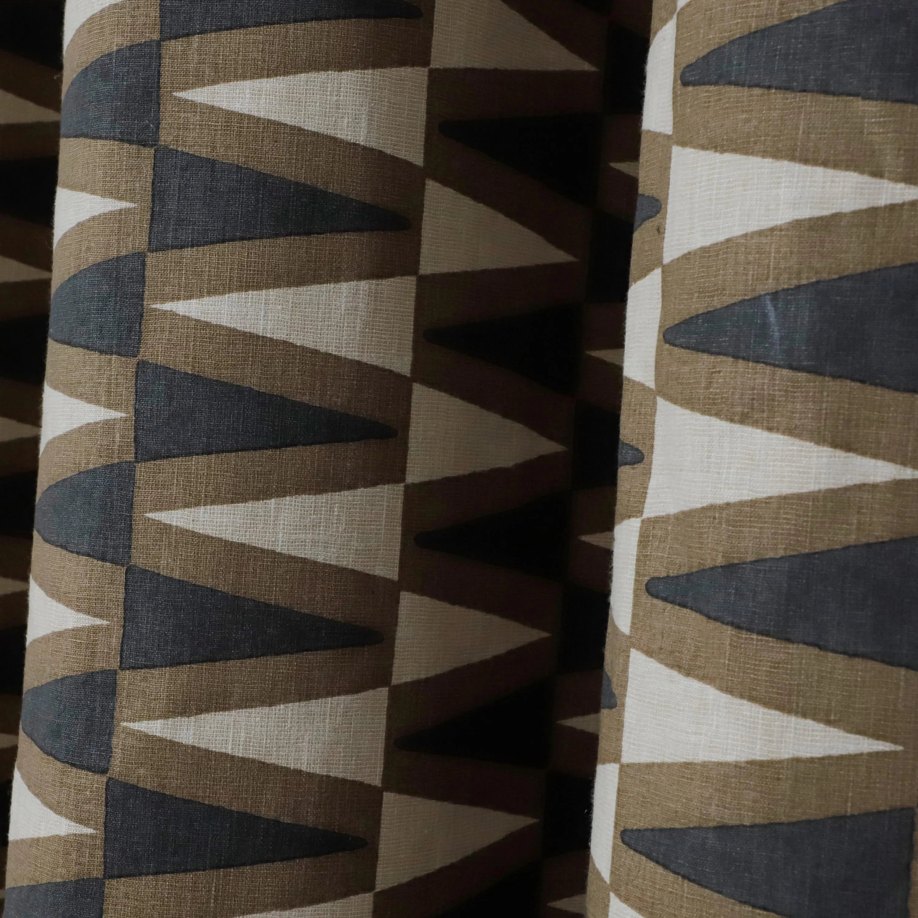 Geometric Linen Curtain Panel with Grommets