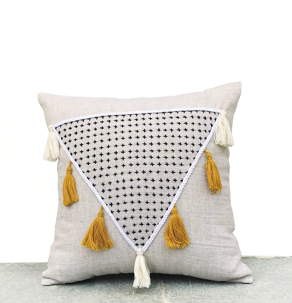 Tassel Throw Pillow Linen Pillow Cover Boho Lumbar Pillow Covers