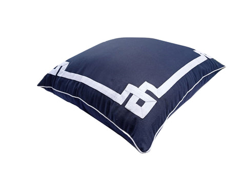 Amore Beaute Navy Blue White Greek Key Pillow Cover Success