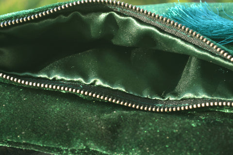 Amore Beaute Velvet Clutch, Emerald Green Foldover Bag