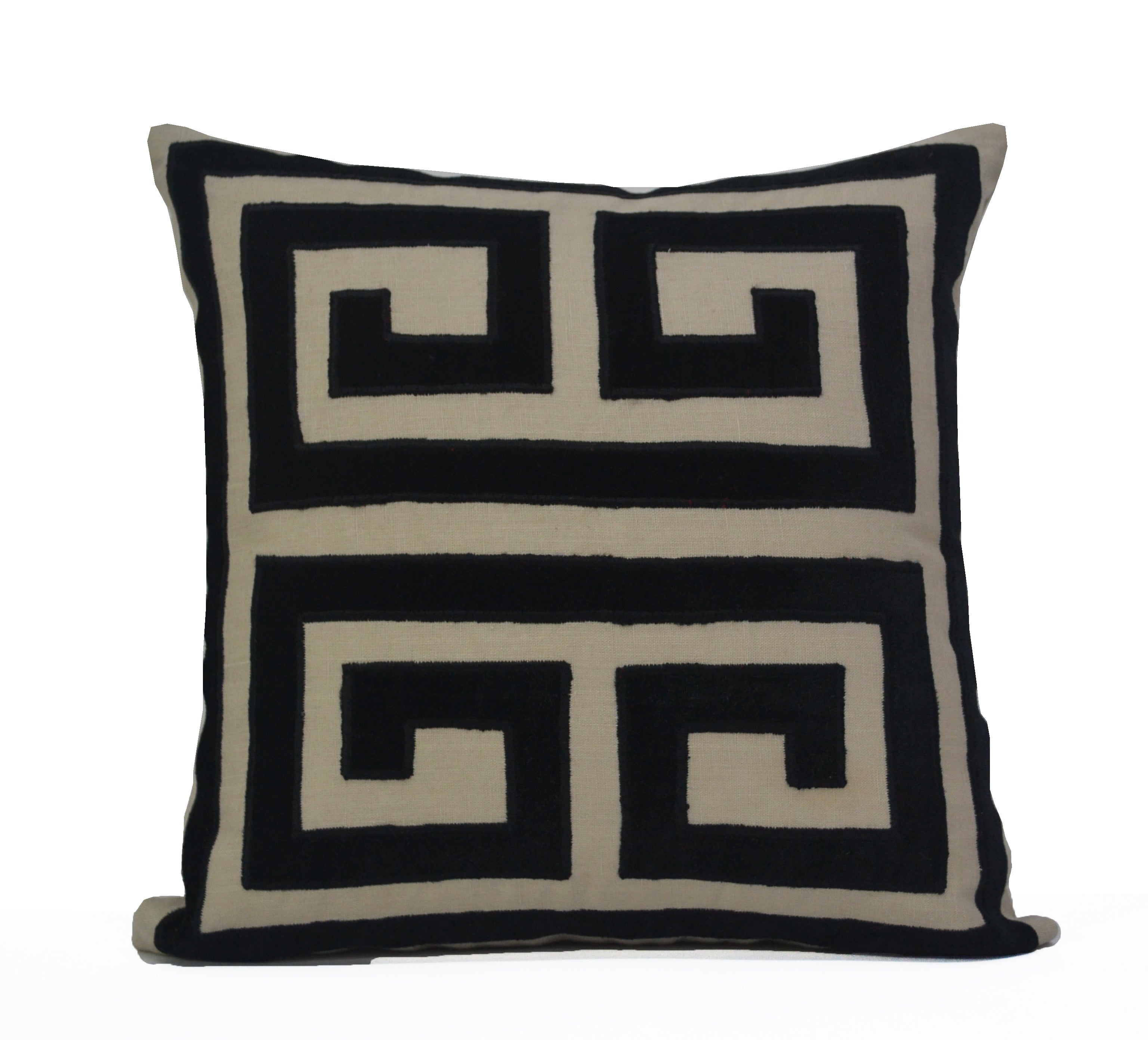 Black and white greek key cheap pillow