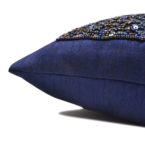 Navy Blue Sequin Frame Pillow Cover