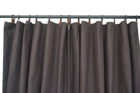 Amore Beaute Brown Wool Curtains With Leather Ties and Trim Curtain