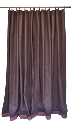 Amore Beaute Brown Wool Curtains With Leather Ties and Trim Curtain