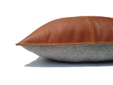 Brown Leather Lumbar Throw Pillow Cover
