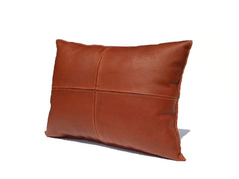 Brown Leather Lumbar Throw Pillow Cover