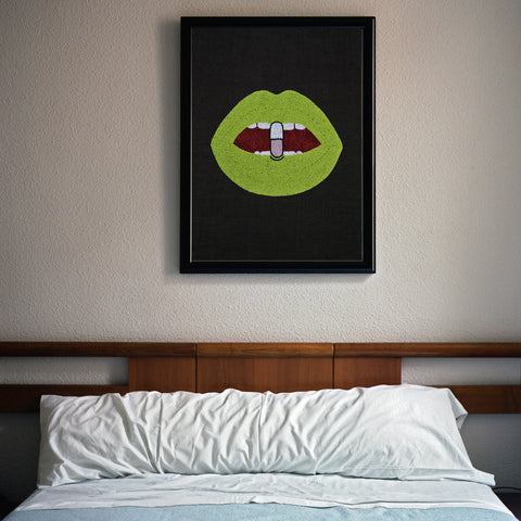 Amore Beaute Green And Black Beaded Pop Art Wall Décor