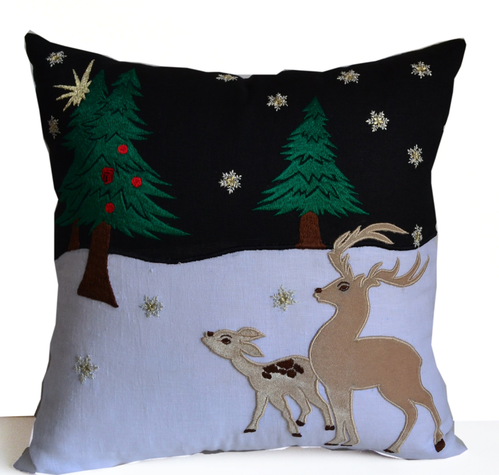 Handmade customized reindeer Christmas pillows