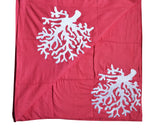 Handcrafted designer dorm throw blanket with coral embroidery