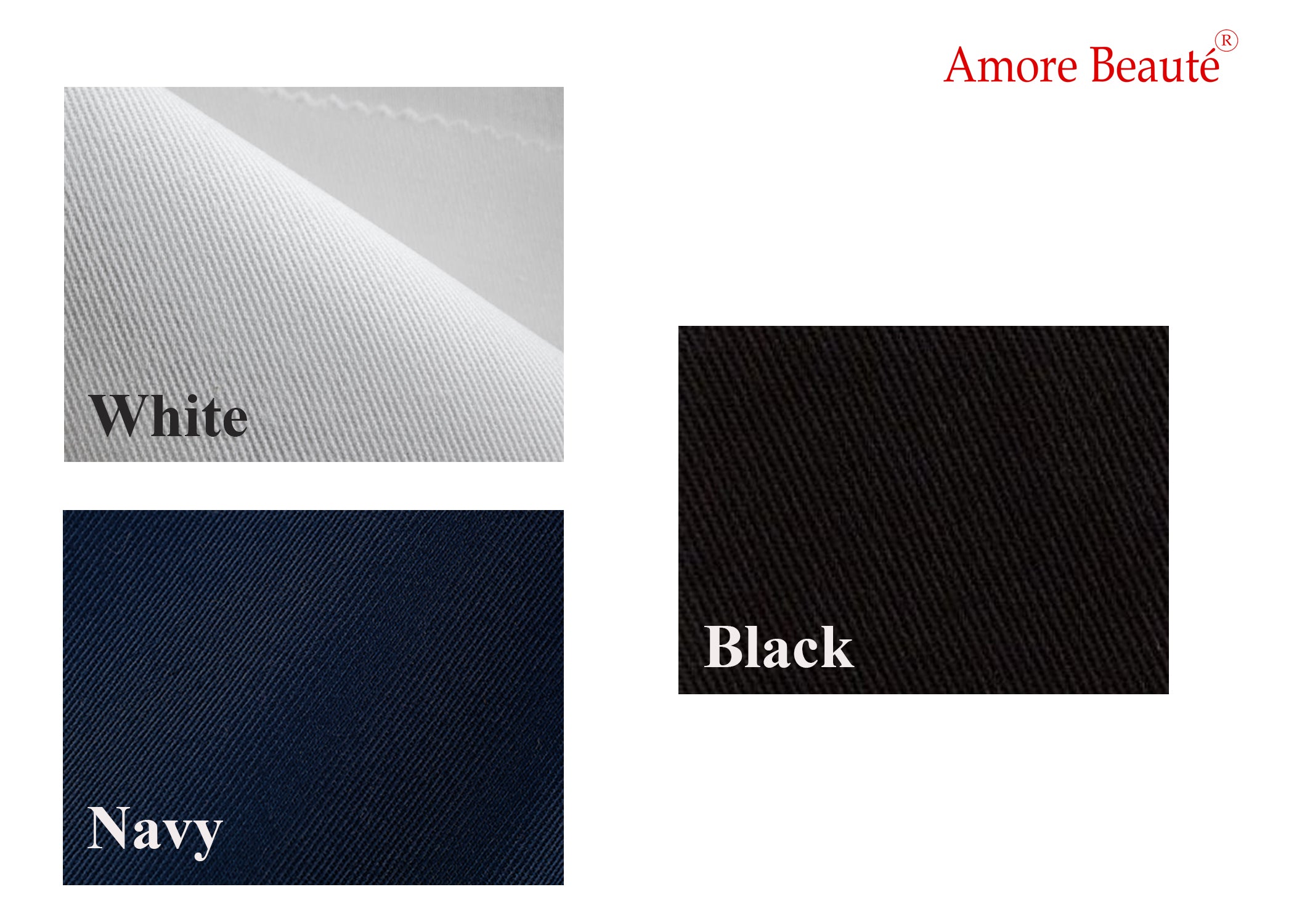 Amore Beaute White, Navy Blue, Black Cotton Fabric