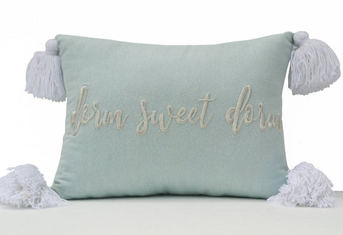 Dorm Sweet Dorm embroidered decorative throw pillow cover