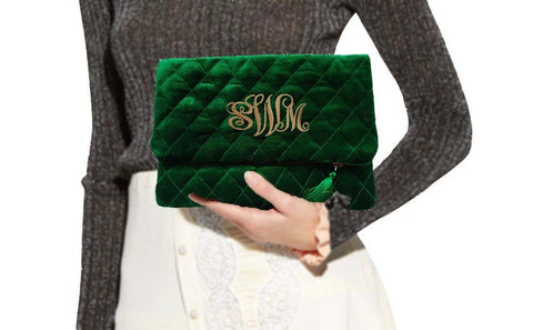 Amore Beaute Personalized Velvet Purse, Quilted Pouch, Evening Clutch Success