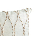 Amore Beaute Linen pillow case with embroidered Sashiko pattern.