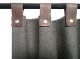 Amore Beaute Wool Felt Curtains With Leather Tab and Snap Button Closure