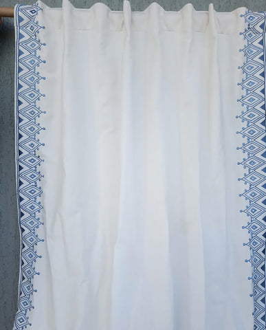 Amore Beaute Blue Moroccan Embroidery Curtain Panels