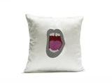 Amore Beaute Shout Out Pop Art Pillow Cover With Gray Lips