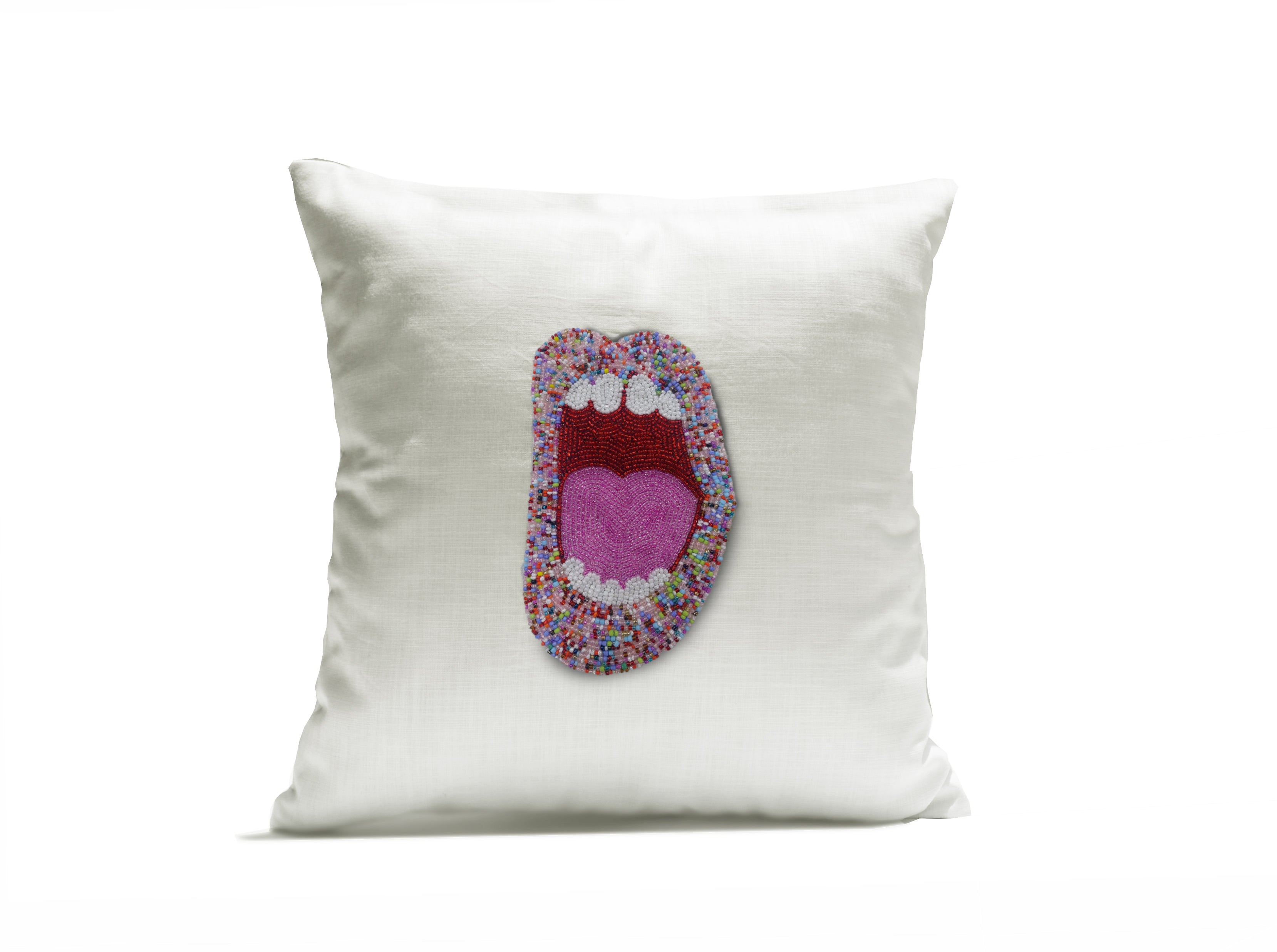Amore Beaute Shout Out Pop Art Pillow Cover With Multi Color Lips