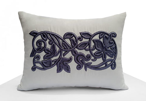 Amore Beaute Ivory Gray French Embroidery Pillow Cover