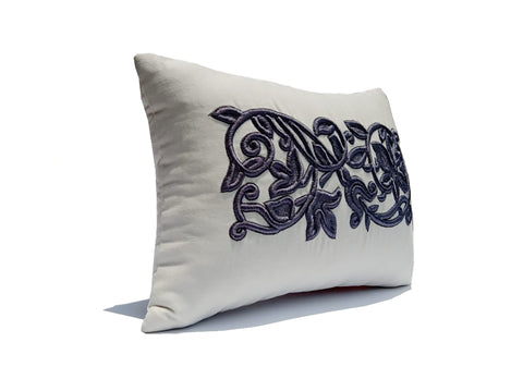 Amore Beaute Ivory Gray French Embroidery Pillow Cover