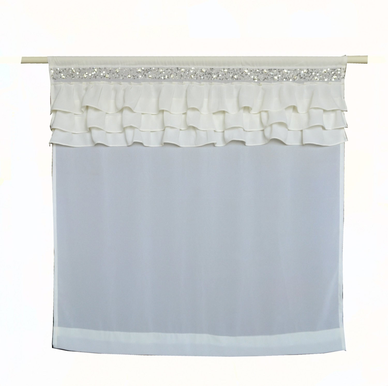 Amore Beaute Ivory Ruffle Georgette Sheer Curtains -Crystal Chic Luxury Ruffled Curtain Panel -Dorm Decor