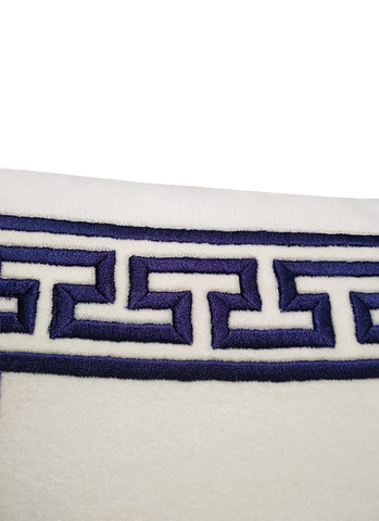 Amore Beaute Greek Key Velvet Embroidered Pillow Cover