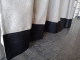 Amore Beaute Window and door curtains in lovely wool felt fabric with more leather.