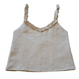 Linen Top With Ruffled Straps And Neck Camisole