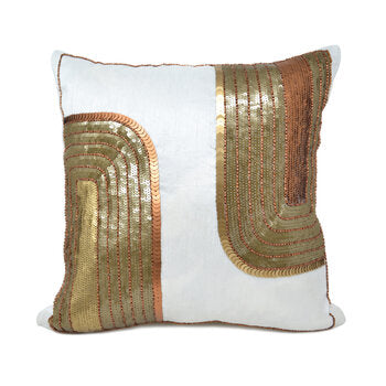 Gold Bronze Beaded Sequin Mid Century Pillow Cover