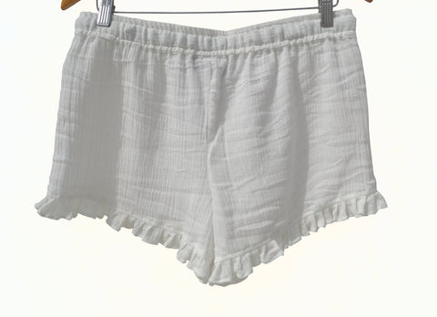 White Cotton Monogrammed PJ Short, Pajama Short