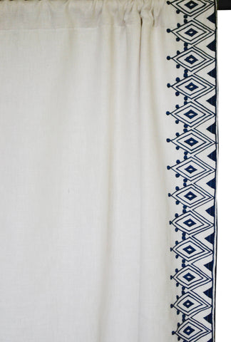Moroccan embroidery curtain, linen curtains, window treatment
