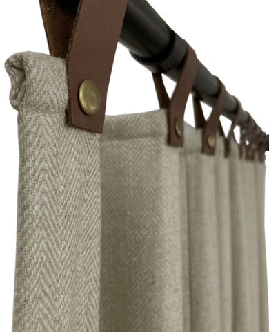 Custom Order For Merete - Two Beige Herringbone Wool Drapes
