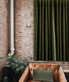 Amore Beaute Olive Green Cotton Velvet Curtain