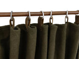 Amore Beaute Olive Green wool Felt Curtains with Brown Leather Tab with Nickel Ring