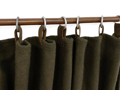 Amore Beaute Wool Felt Curtains with Genuine Leather Tabs