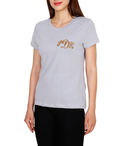 Amore Beaute Personalized Casual Cotton t-Shirt With Beads Monogramming