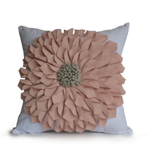 Pink felt flower pillow cover by Casa Amore International