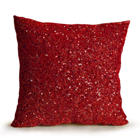Amore Beaute Red sequin throw pillow, Confetti decorative pillows Success