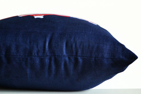 navy linen throw pillows