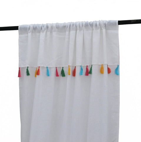 Sheer linen curtains, Curtains with tassels, Rod pocket curtain