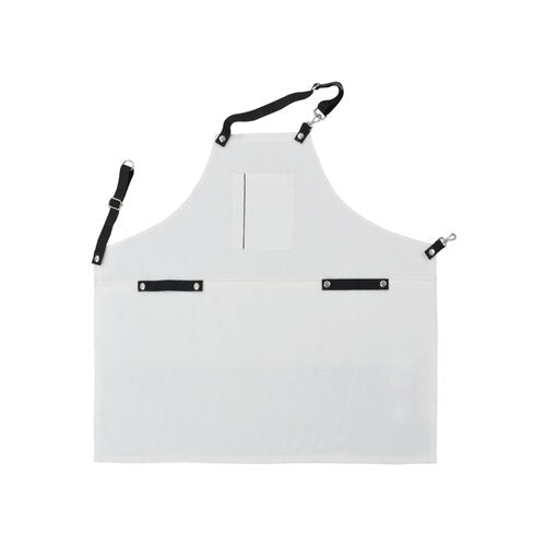 White Cotton Unisex Apron with Pockets