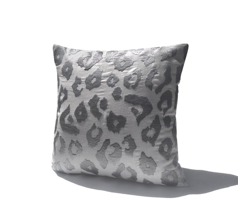 Amore Beaute White Gray Leopard Embroidery Linen Pillow Cover Success