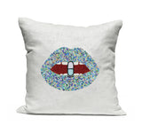 Amore Beaute Multi Color Blue Lips Chill Pill Pillow Cover