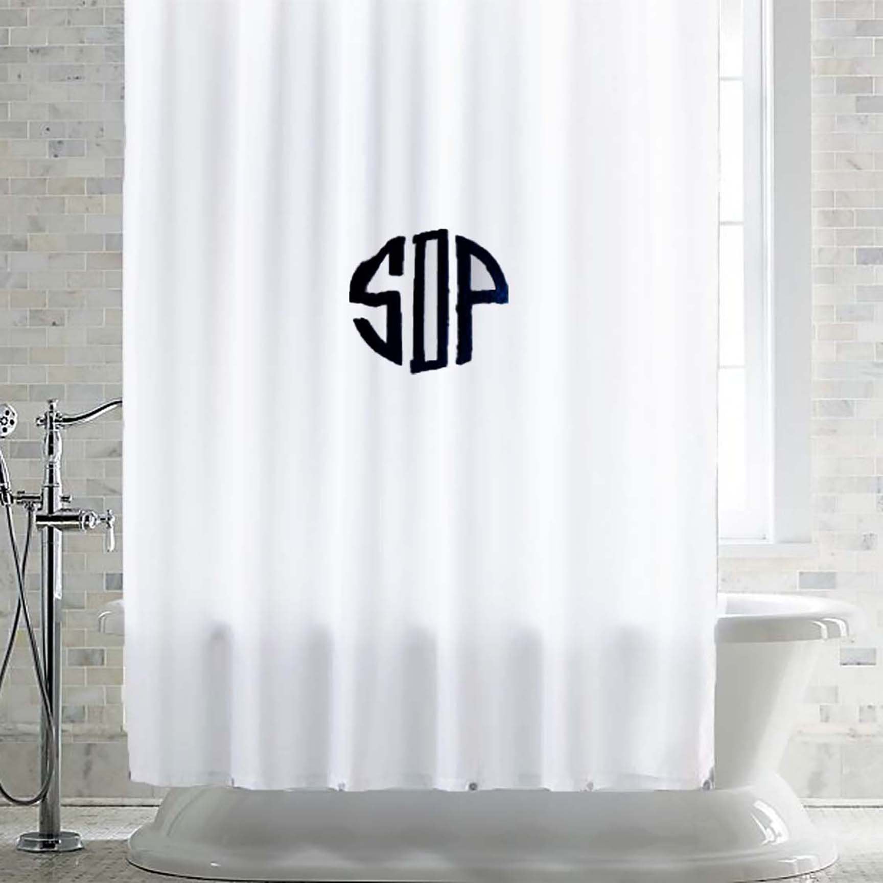 Monogram Shower Curtain Monogrammed Fabric Gift Bath