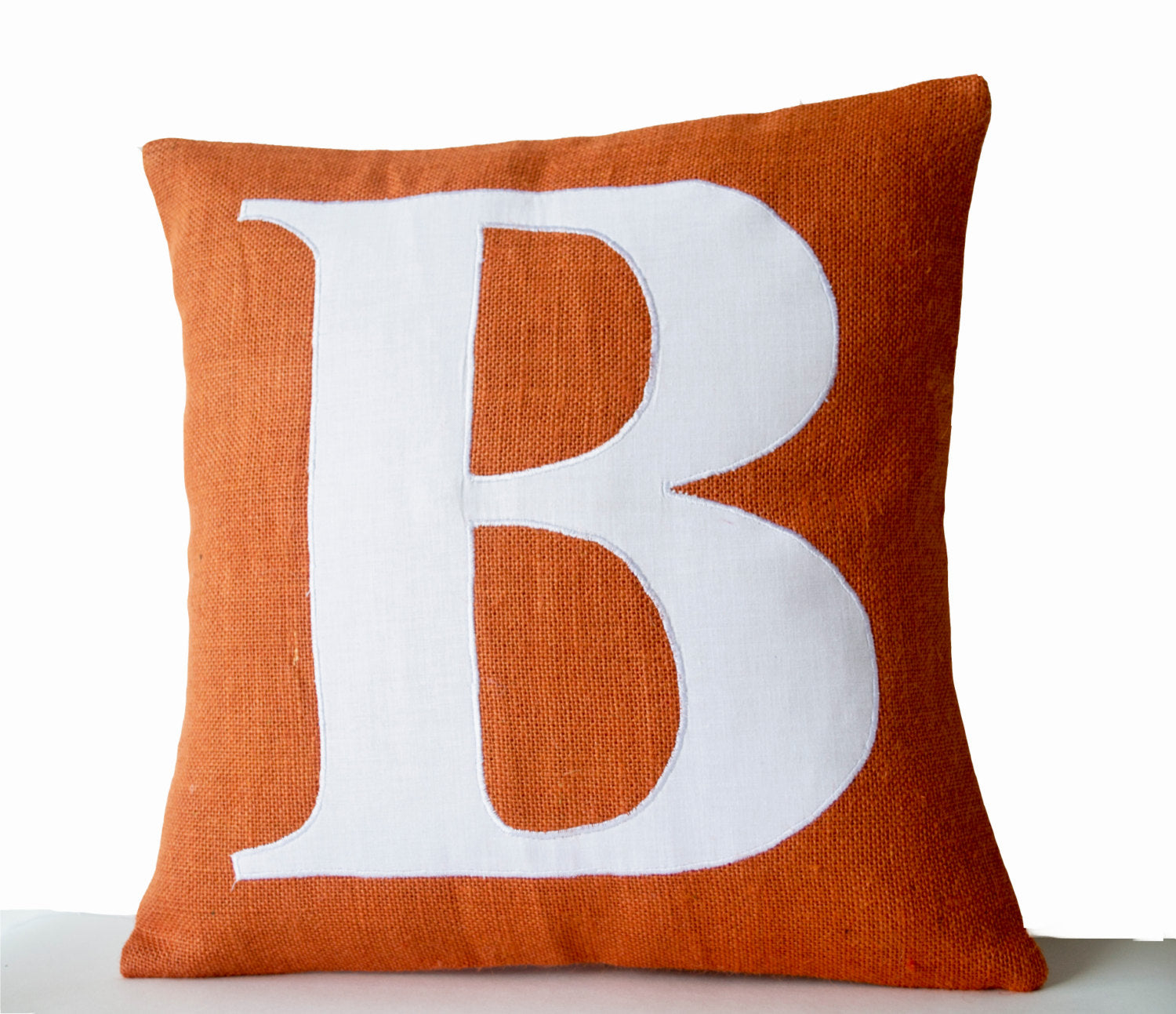 Amore Beaute Monogram Pillow Cover, Initial Pillow Orange White Typography Pillow