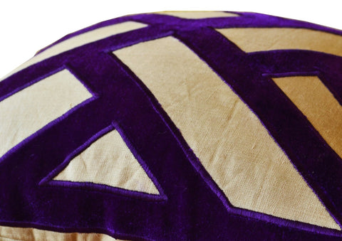 Amore Beaute Purple Velvet Pillow, Grey Purple Velvet Pillow Cover, Geometric Pillows