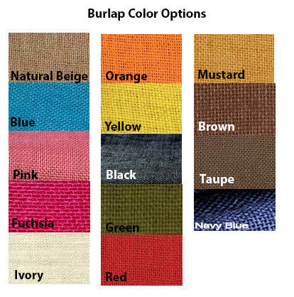Handmade burlap kitchen aprons in multiple colors