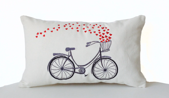 Handmade throw pillow cover with embroidery and custom design