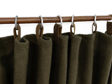 Olive Green Wool Felt Curtains With Leather Tabs